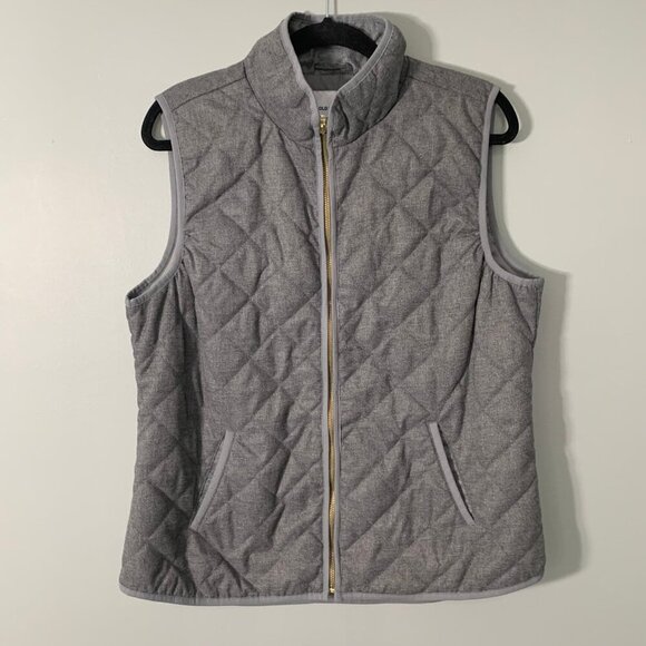 Old Navy thin lightweight gray quilted full zipper fall winter sleeveless vest - Picture 1 of 10